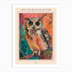 Kitsch Colourful Owl Collage 3 Poster Art Print