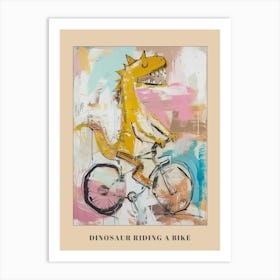 Grafitti Style Pastel Painting Dinosaur Riding A Bike 3 Poster Art Print