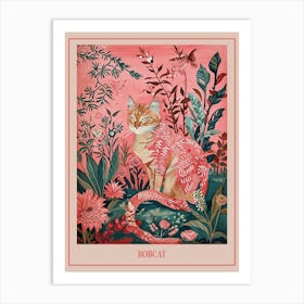 Floral Animal Painting Bobcat Poster Art Print