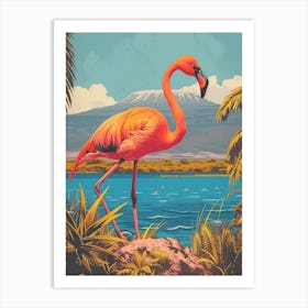 Greater Flamingo Lake Natron Tanzania Tropical Illustration 2 Art Print