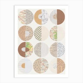 Patterned Circles Maps And Kraft Paper Art Print
