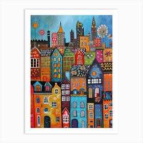 Kitsch Colourful England Cityscape 4 Art Print