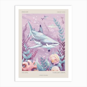 Purple Lemon Shark Illustration 2 Poster Art Print
