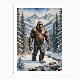 Wild Bigfoot in The Woods Art Print