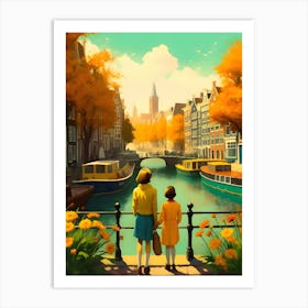 Amsterdam Retro Vintage Travel Art Print