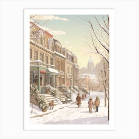 Vintage Winter Illustration Montreal Canada Art Print