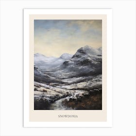 Vintage Winter Painting Poster Snowdonia National Park United Kingdom 2 Art Print