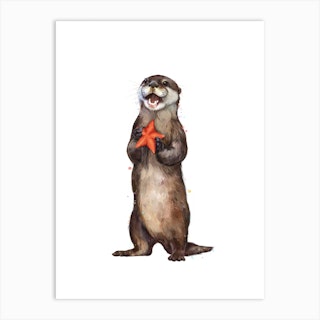 Otterly Delighted Otter Art Print