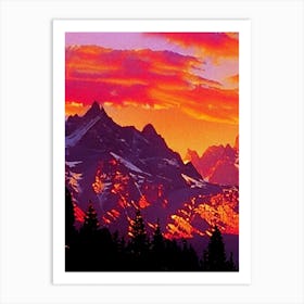 The Rocky Mountains Retro Sunset Art Print