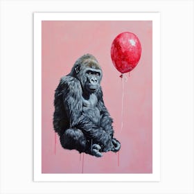 Cute Gorilla 2 With Balloon Art Print