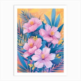 Pink Hibiscus Flowers Art Print