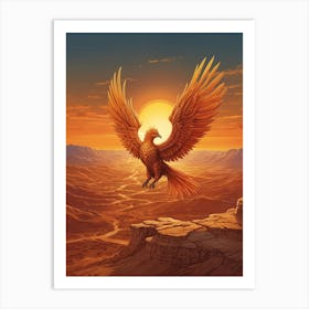 Phoenix on Sunset Background Art Print