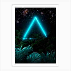 Neon landscape: Green Triangle & tropic [synthwave/vaporwave/cyberpunk] — aesthetic retrowave neon poster Art Print