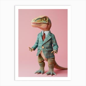 Pastel Toy Dinosaur In A Suit & Tie 4 Art Print