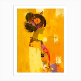 Woman With Flowers Art Print