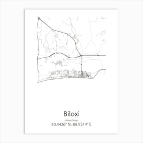 Biloxi,United States Minimalist Map Art Print