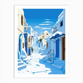 Greek Village In Winter 1 Art Print