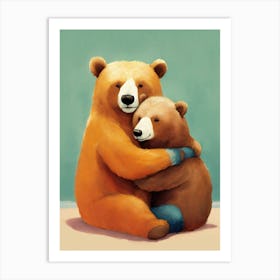 Happy Bears Cuddling Art Print