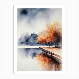 Watercolor Of Autumn Trees 10 Art Print