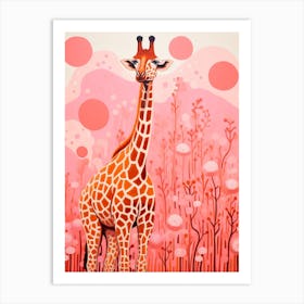 Giraffe In The Trees Cute Pink Patterns 2 Art Print