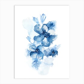 Watercolor Flowers 'Indigo II' , Aga Szafranska Art Print