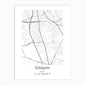 Edegem,Belgium Minimalist Map Art Print