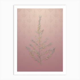 Vintage Sea Asparagus Botanical on Dusty Pink Pattern n.1851 Art Print