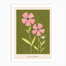 Pink & Green Flax Flower 2 Flower Poster Art Print