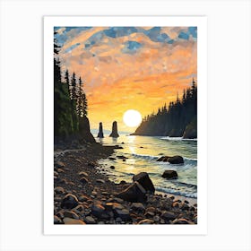 Olympic National Park Pointillism 1 Art Print