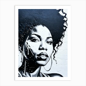 Graffiti Mural Of Beautiful Black Woman 234 Art Print