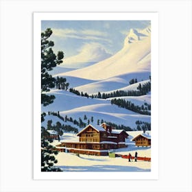 Perisher, Australia Ski Resort Vintage Landscape 1 Skiing Poster Art Print