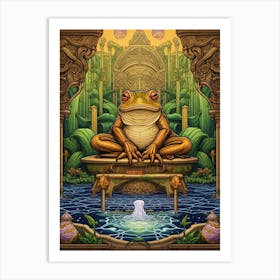 African Bullfrog On A Throne Storybook Style 3 Art Print