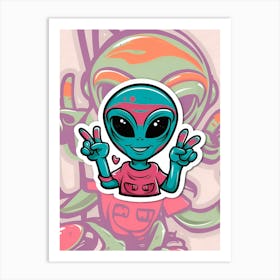 Alien Peace Sign 2 Art Print