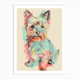 Yorkshire Terrier Dog Pastel Line Painting 3 Art Print