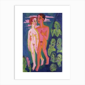 A Couple In Front Of A Crowd Art Print