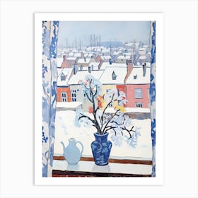 The Windowsill Of Nuremberg   Germany Snow Inspired By Matisse 1 Art Print