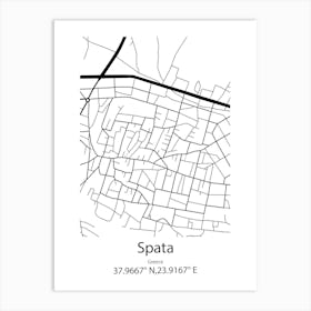 Spata,Greece Minimalist Map Art Print