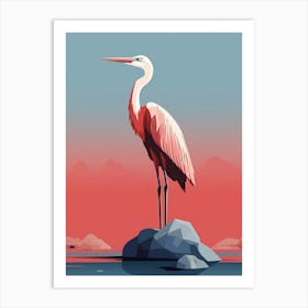 Minimalist Great Blue Heron 1 Illustration Art Print
