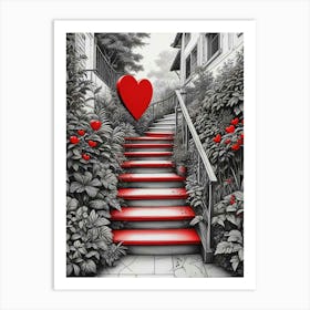 Colorful Stairway With Heart (11) Art Print