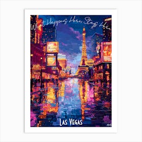 Las Vegas City Skyline, abstract cubism vibrant Poster Art Print