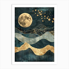 Moon And Stars Art Print