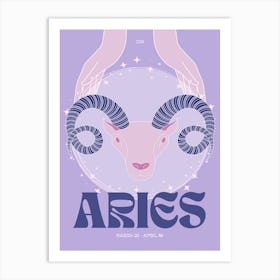 Purple Zodiac Aries Art Print