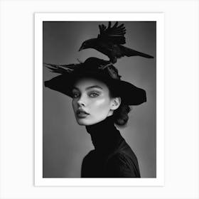 Crow in her Hat Art Print