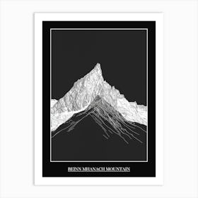 Beinn Mhanach Mountain Line Drawing 7 Poster Art Print