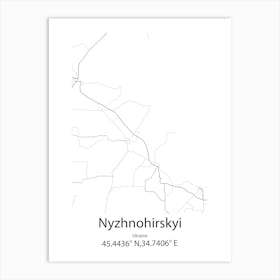 Nyzhnohirskyi,Ukraine Minimalist Map Art Print