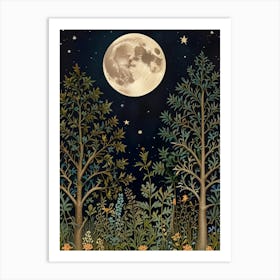 Moonlight In The Woods Style William Morris Art Print 1 Art Print