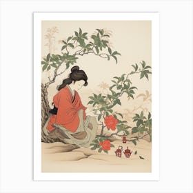 Benifuuki Japanese Tea Camellia 4 Vintage Japanese Botanical Art Print