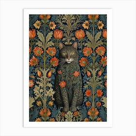 Cat With Flowers 3 Art Print