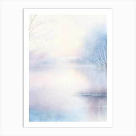 Frozen Lake Waterscape Gouache 1 Art Print