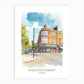 Waltham Forest London Borough   Street Watercolour 2 Poster Art Print